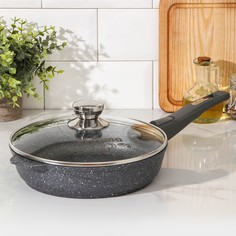 Сковорода «Гранит», d=24 см, съёмная ручка цвет серый Мечта