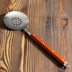 Шумовка для казана узбекская 40см, с деревянной ручкой Шафран