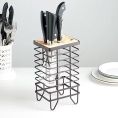 Подставка для ножей Доляна «Лофт», 13×10,5×23 см, цвет коричневый