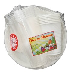 Набор одноразовой посуды Шашлычный №1, 6 персон, цвет белый, чёрный No Brand