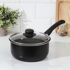 Ковш Consul, 2,7 л, стеклянная крышка, антипригарное покрытие, цвет чёрный Scovo