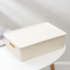Корзина для хранения с крышкой «Береста», 7,5 л, 35×24,5×10,5 см, цвет слоновая кость Violet