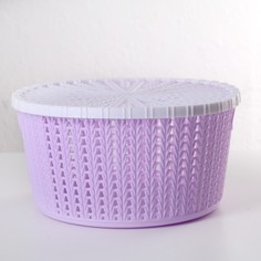 Корзина для хранения с крышкой «Плетение», 25×12,5 см, цвет МИКС No Brand