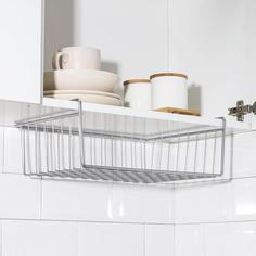 Корзина сетчатая навесная на полку, 40×26×10 см, цвет хром No Brand