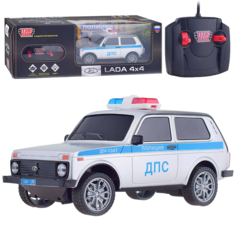 Машина р/у LADA Полиция 18 см, (свет, сер) в коробке Технопарк