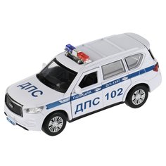Машина металл Infiniti Qx80 Полиция, 12,5 см, (откр двери, баг, белый) инер, в коробке Технопарк