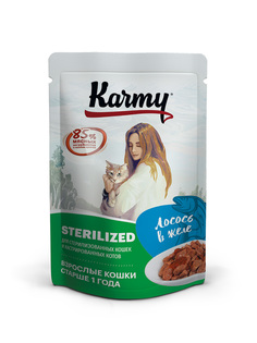 Влажный корм для кошек Karmy, лосось, 24шт по 80г