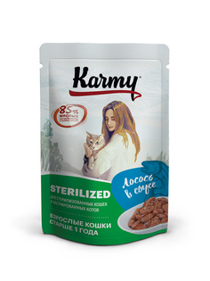 Влажный корм для кошек Karmy, лосось, 24шт по 80г