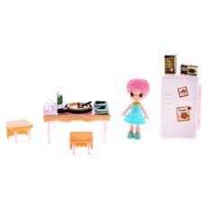 Кукла Кухня Софии, столовая с набором мебели и аксессуарами No Brand