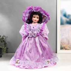 Кукла керамика, Леди Беатрис в сиреневом платье 40 см No Brand