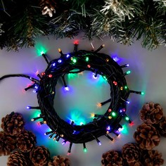 Гирлянда Нить 10 м IP44 тёмная нить 100 LED свечение мульти 8 режимов 220 В Luazon Lighting