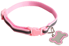 Ошейник для собак Пушистое счастье, с адресником, 30х1 см, розовый