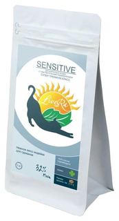 Сухой корм для кошек с чувствительным желудком LiveRA SENSITIVE индейка с рисом, 0,35 кг
