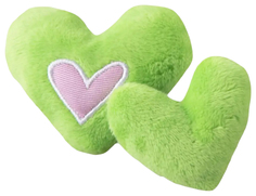 Игрушка для кошек Rogz плюшевые сердечки, с мятой, лайм, 2 шт