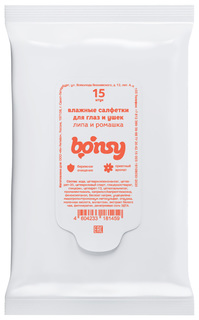 Влажные салфетки для ухода за глазами животных bonsy с ароматом липа и ромашка, 15 шт