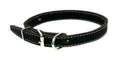 Ошейник для собак Каскад, кожаный, двойной, черный, 35 мм, 55-64 см