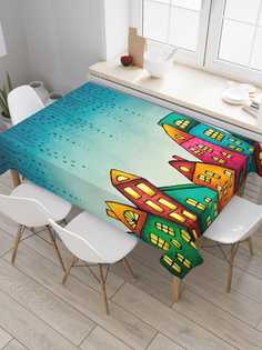 Скатерть прямоугольная JoyArty "Волшебный город" из сатена, 120x145 см