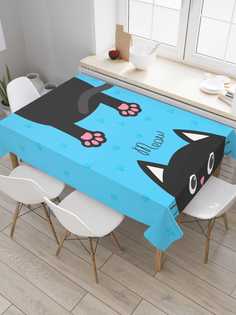 Скатерть прямоугольная JoyArty "Котя мурлыка" из сатена, 180x145 см