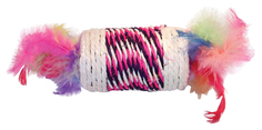 Игрушка для кошек Золотая рыбка Катушка с перьями и блестящим пояском, 7 см