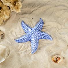 Фигурка для аквариума Керамика ручной работы Морская звезда №22, синяя