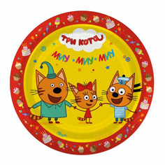 Тарелки одноразовые Три Кота бумажные 180 мм 6 шт