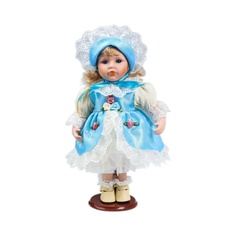 Кукла коллекционная КНР керамика, Алиса в голубом платьице и чепчике 30 см