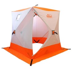 PF-TW-02 Палатка зимняя куб СЛЕДОПЫТ 1,8 х1,8 м, Oxford 240D PU 1000, 3-м. цв. бело-оранж.
