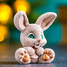 Фигура "Зайка-малыш" бежевый, 6х5х4см Хорошие сувениры