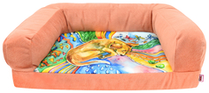 Лежанка-диван ZooExpress, Сны рисунок Собака №1, коралловая, 54х38х13 см