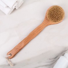 Щетка для сухого массажа, с ручкой, натуральная щетина No Brand