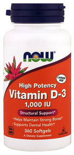 Витамин D Now Vitamin D-3 1000 Me 360 гелевых капсул