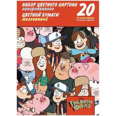 Набор цветного лак. картона и цветной мел. Бумаги, 194х280мм, 20 л, 10 цв.+10 цв. Disney