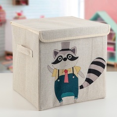 Корзины и коробки с крышкой, Веселый енот, 30х30х28,5 см No Brand
