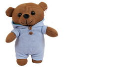Мягкая игрушка Abtoys . Мишка вязаный, 22 см в голубом комбенизончике