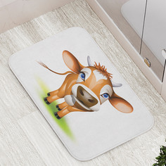 Коврик противоскользящий JoyArty "Любопытная коровка" для ванной сауны бассейна 77х52см