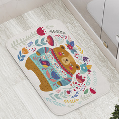 Коврик противоскользящий JoyArty "Медведь наив" для ванной, сауны, бассейна, 77х52 см