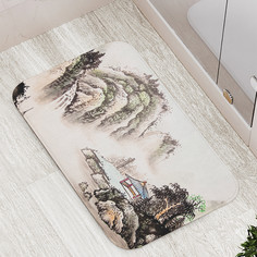 Коврик противоскользящий JoyArty "Беседка зимой в горах" для ванной,сауны,бассейна,77х52см