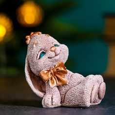 Фигура "Кролик с бантом" бежевый, 9х5х5см Хорошие сувениры
