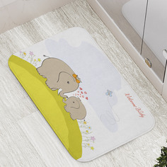 Коврик противоскользящий JoyArty "Слониха и слоненок" для ванной, сауны, бассейна, 77х52см