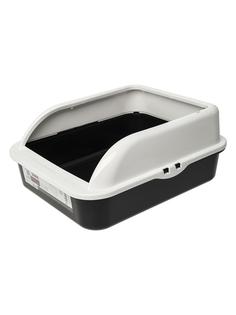 Лоток для кошек M-Pets SIWA с высоким бортиком, черно-белый, 55,2x45,4x23 см