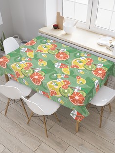 Скатерть прямоугольная на кухонный стол JoyArty "Фруктовый коктейль" из оксфорда 180x145см