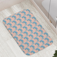 Коврик противоскользящий JoyArty Семейство дельфинов для ванной сауны бассейна,77х52см