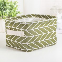 Корзины и коробки с ручками, Зигзаг, 23х17,5х21 см, цвет зеленый No Brand