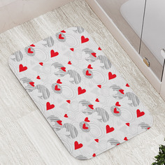 Коврик JoyArty "Сердца на штрихованных кругах" для ванной, сауны, бассейна, 77х52 см
