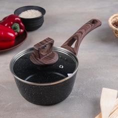ковш, 1,5 л, d 17 см , стеклянная крышка, индукция, кованый No Brand