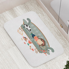 Коврик противоскользящий JoyArty "С хозяйкой на диване" для ванной сауны,бассейна,77х52см