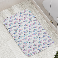 Коврик противоскользящий JoyArty "Перья акварелью" для ванной, сауны, бассейна, 77х52 см