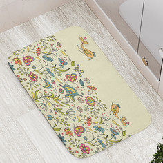 Коврик противоскользящий JoyArty "Птички на полянке" для ванной сауны бассейна 77х52 см