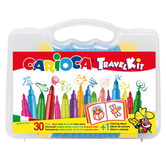 Набор для рисования Carioca 30 фломастеров + раскраска пластиковая коробка (43260) Fanrong