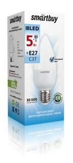 Лампа светодиодная SMARTBUY, E27, 5W, 4000K, "Свеча", арт. 553549 - (10 шт.)